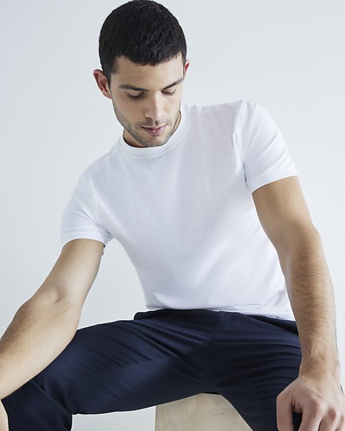 Vit 3-pack kortärmad slim fit-T-shirt