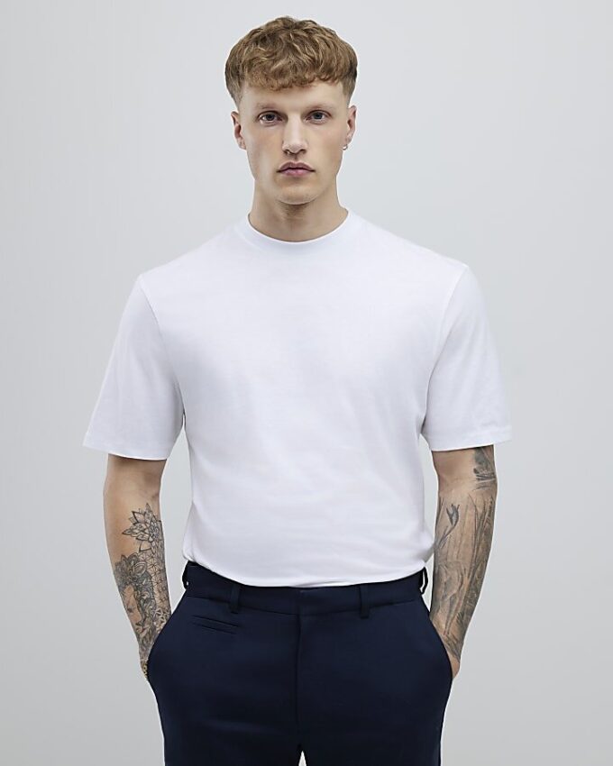 Vit 3-pack T-shirt med normal passform och ränder