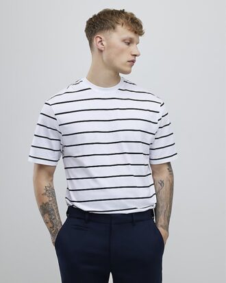 Vit 3-pack T-shirt med normal passform och ränder