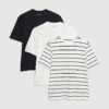 Vit 3-pack T-shirt med normal passform och ränder