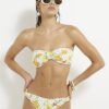 Vit bandeau-bikinitopp med fruktmönster