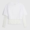 Vit boxig hybrid-T-shirt i spets