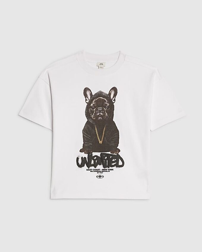 Vit Frenchie-T-shirt för pojkar