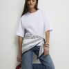 Vit kortärmad T-shirt med scarfdetalj