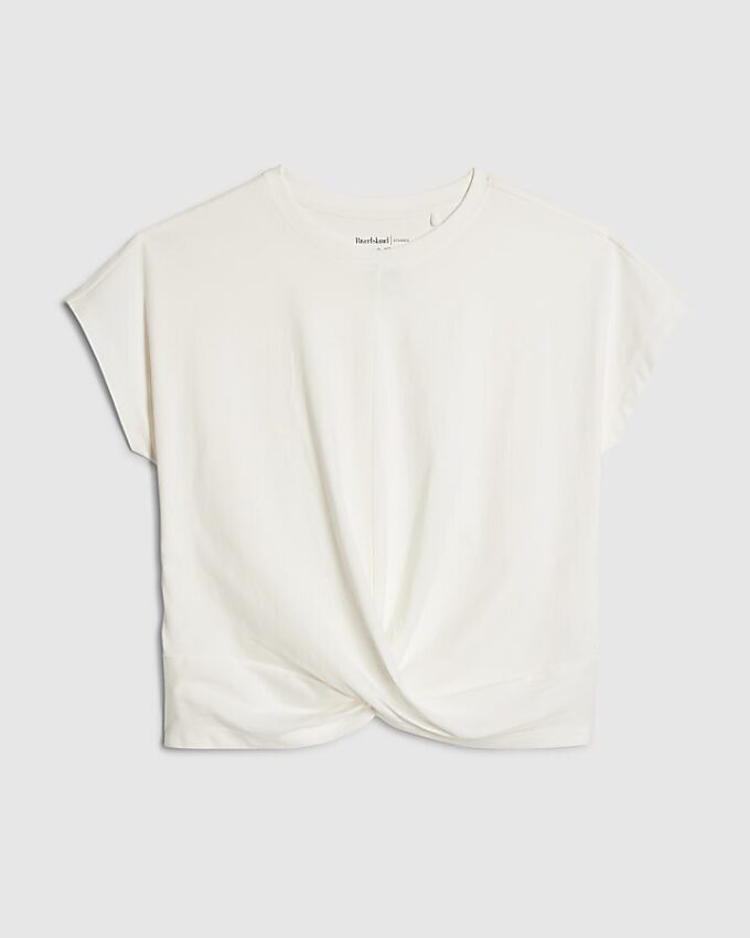 Vit kortärmad T-shirt med vridet framstycke