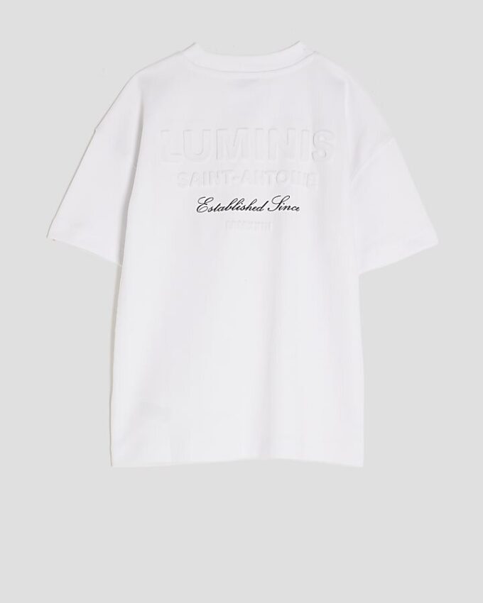 Vit Luminis-T-shirt med tryck på ryggen för pojkar