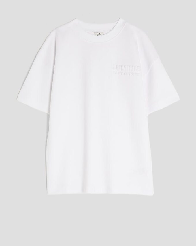 Vit Luminis-T-shirt med tryck på ryggen för pojkar