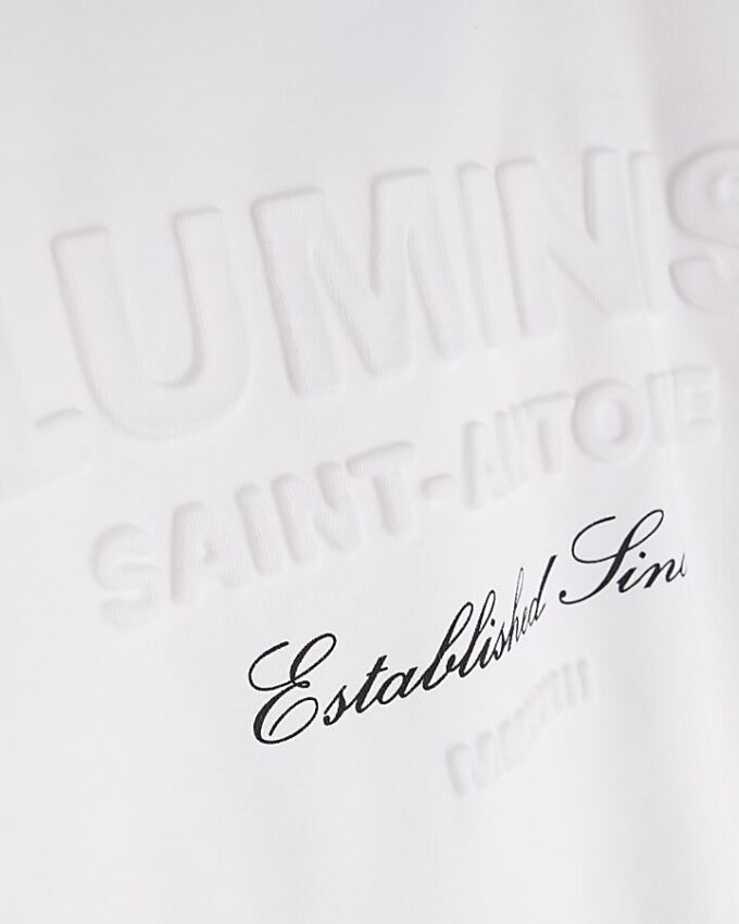Vit Luminis-T-shirt med tryck på ryggen för pojkar