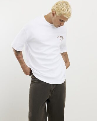 Vit Montpellier-T-shirt med blommönster