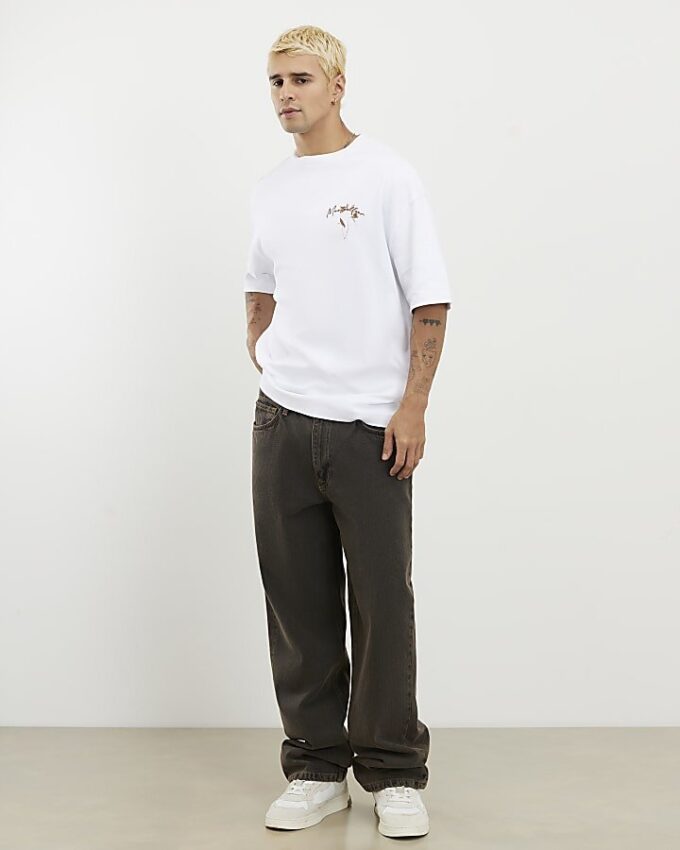 Vit Montpellier-T-shirt med blommönster