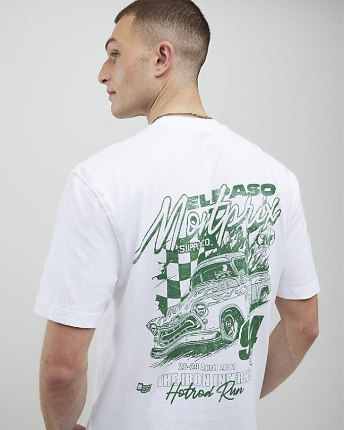 Vit Montprix Truck T-shirt med normal passform