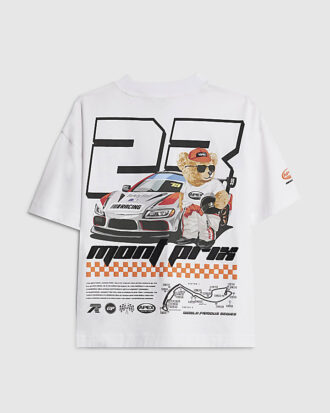 Vit motocross-björn-T-shirt för pojkar