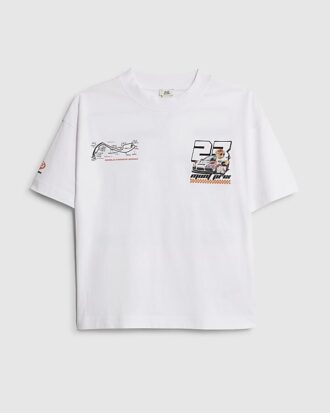 Vit motocross-björn-T-shirt för pojkar