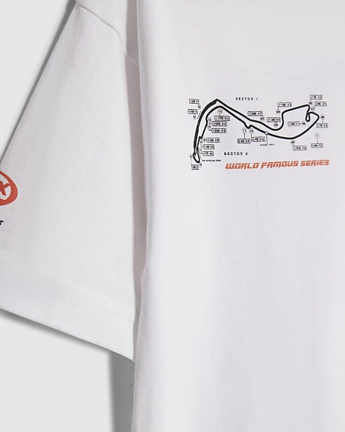 Vit motocross-björn-T-shirt för pojkar