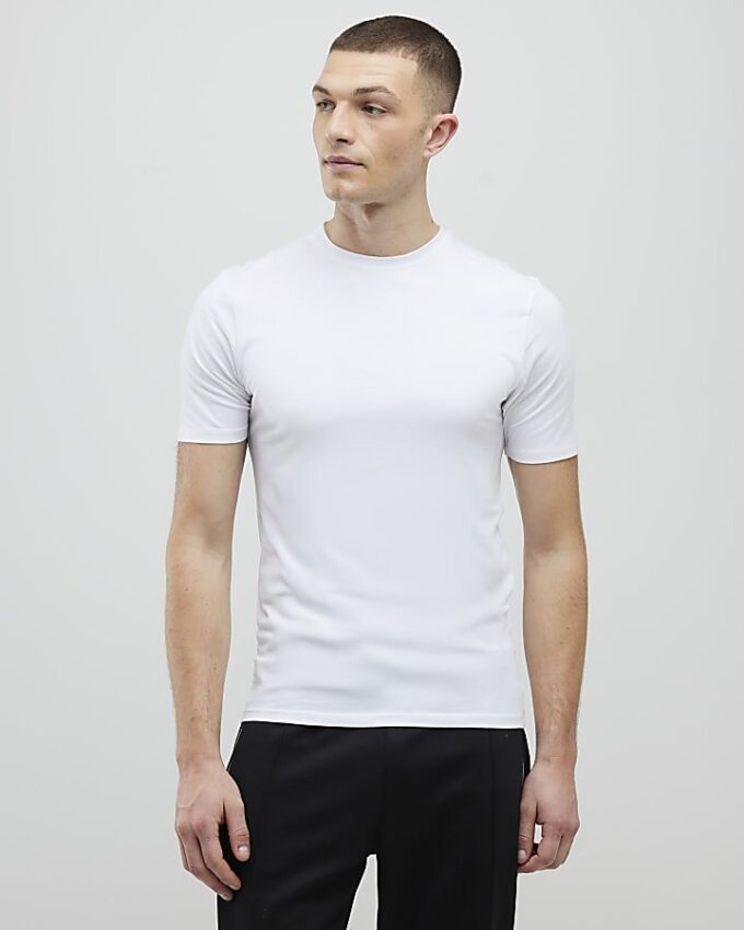 Vit muskelfit T-shirt