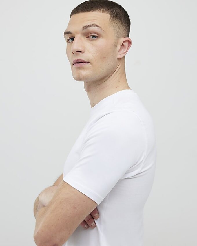 Vit muskelfit T-shirt