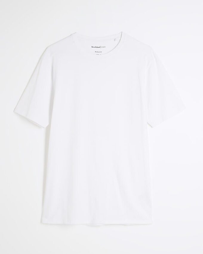 Vit muskelpassad kortärmad T-shirt Vit muskelpassad kortärmad T-shirt