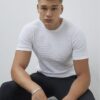 Vit muskelpassad texturerad T-shirt