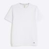 Vit muskelpassad texturerad T-shirt