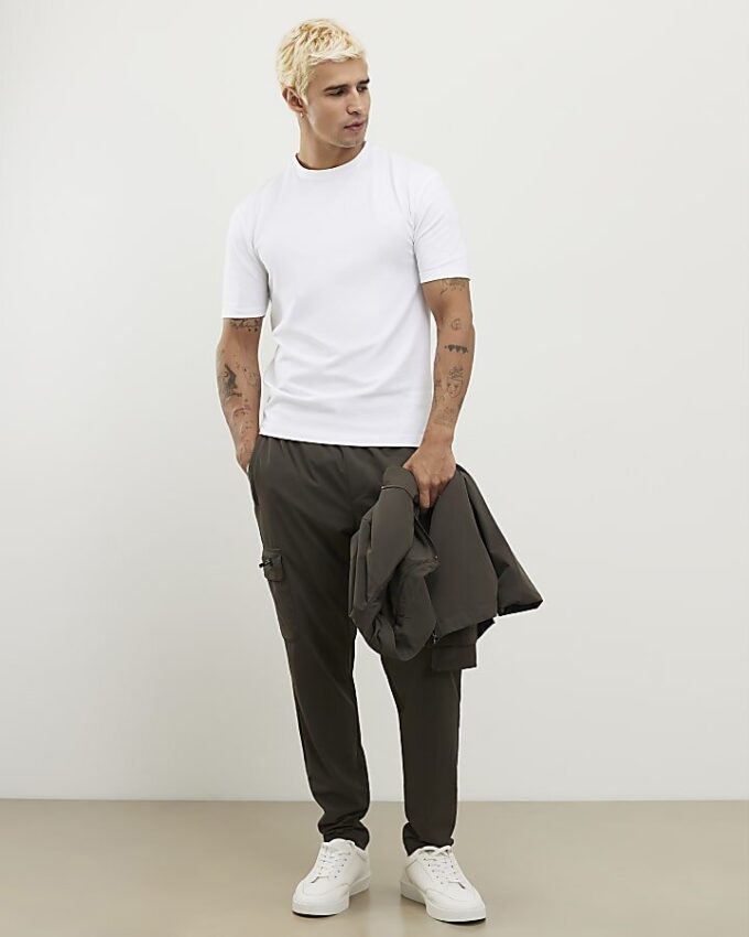 Vit muskelpassformad 3-pack T-shirt
