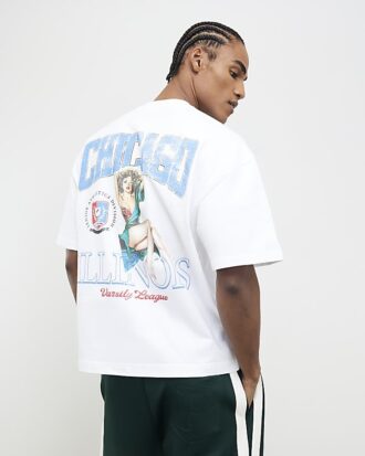 Vit oversized Chicago Pinup-T-shirt