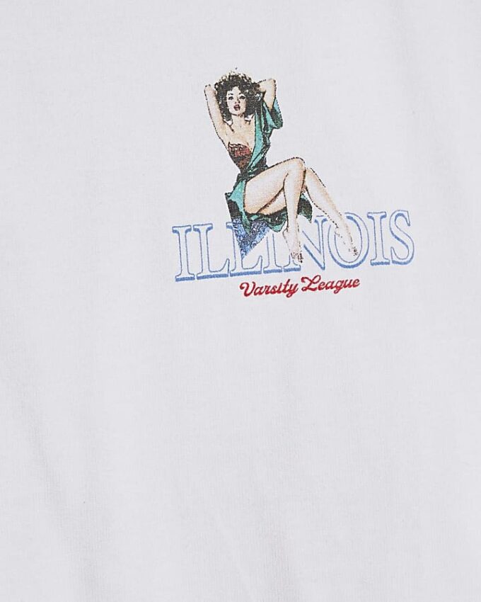 Vit oversized Chicago Pinup-T-shirt