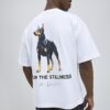 Vit oversized Doberman T-shirt