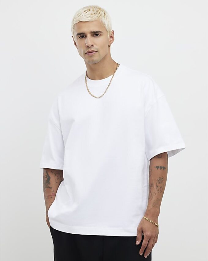 Vit oversized-passform, 3-pack T-shirts