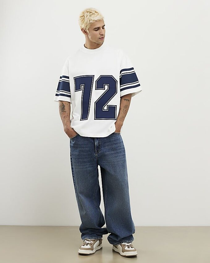 Vit oversized-passformad 72 T-shirt