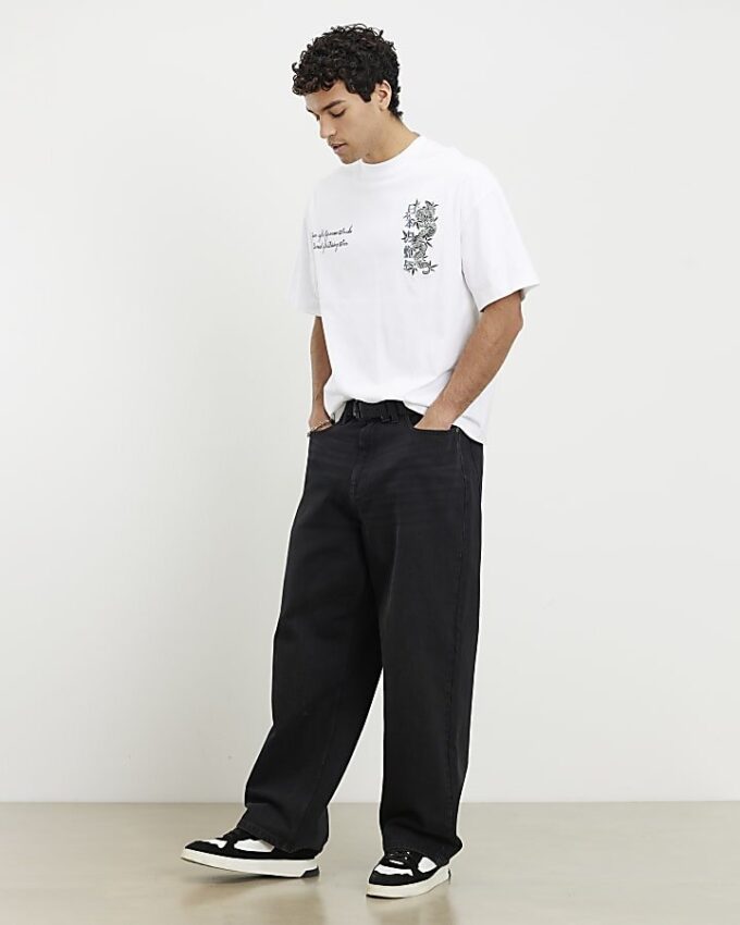Vit oversized-passformad Japanese Snake T-shirt
