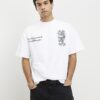 Vit oversized-passformad Japanese Snake T-shirt