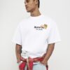 Vit oversized-passformad Motor Oil Bull T-shirt