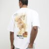 Vit oversized-passformad Motor Oil Bull T-shirt