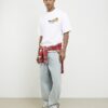Vit oversized-passformad Motor Oil Bull T-shirt