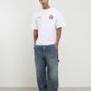 Vit oversized-passformad T-shirt med drakgraffiti