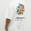 Vit oversized-passformad T-shirt med flagga