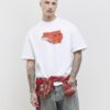 Vit oversized-passformad T-shirt med streckkodsetikett