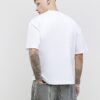 Vit oversized-passformad T-shirt med streckkodsetikett