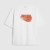 Vit oversized-passformad T-shirt med streckkodsetikett