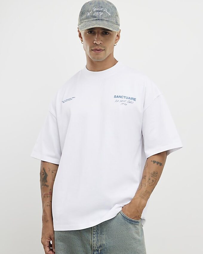 Vit oversized Sanctuaire-T-shirt