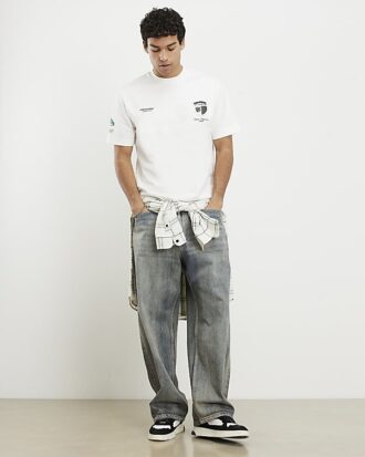 Vit Penrose Crest T-shirt med normal passform