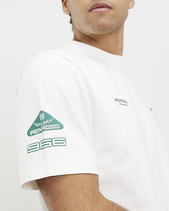 Vit Penrose Crest T-shirt med normal passform