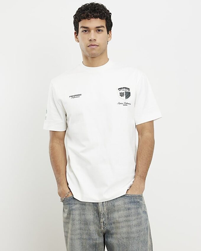 Vit Penrose Crest T-shirt med normal passform