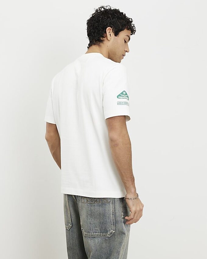 Vit Penrose Crest T-shirt med normal passform