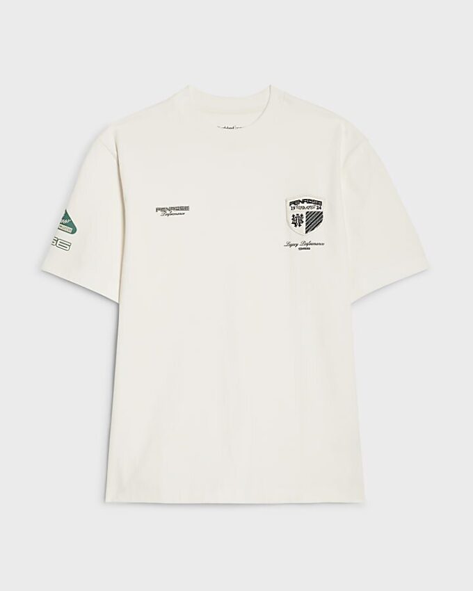 Vit Penrose Crest T-shirt med normal passform