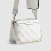 Vit quiltad crossbody-väska med monogram