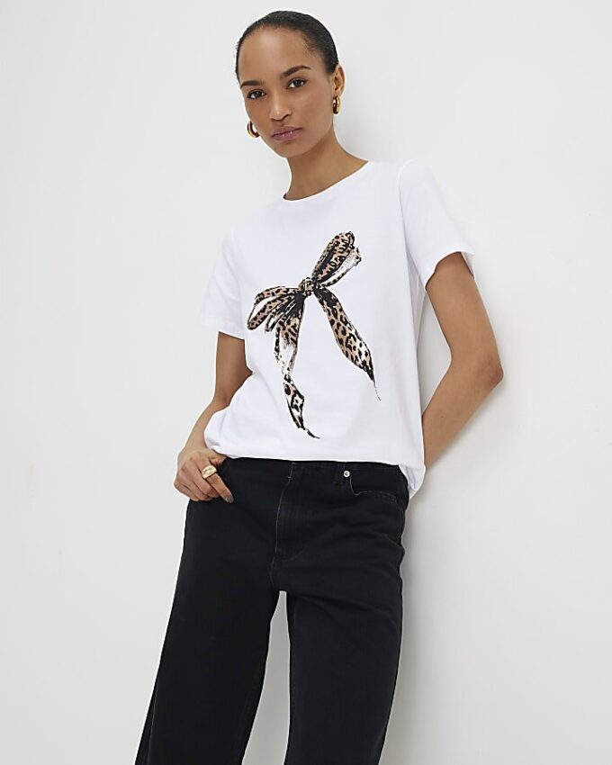 Vit Sketchy Foil Leopard Bow T-shirt