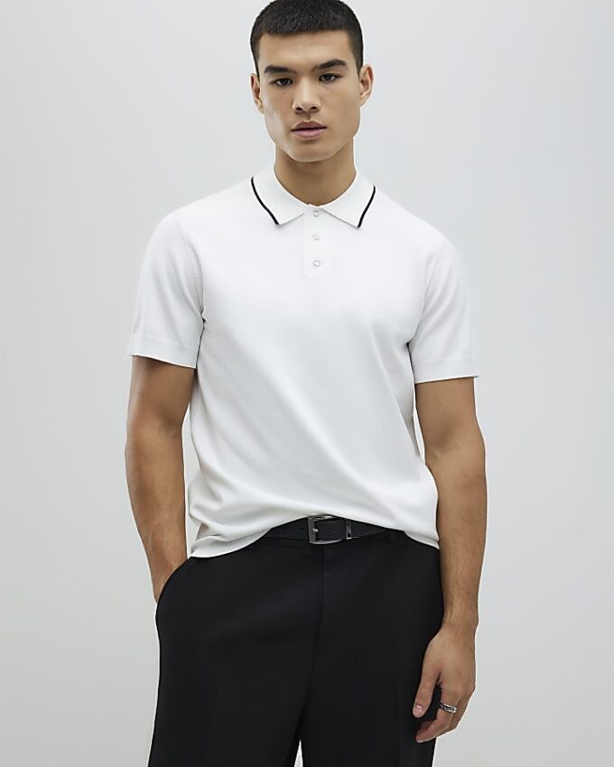 Vit slim fit-polotröja Vit slim fit-polotröja