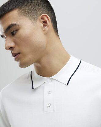 Vit slim fit-polotröja