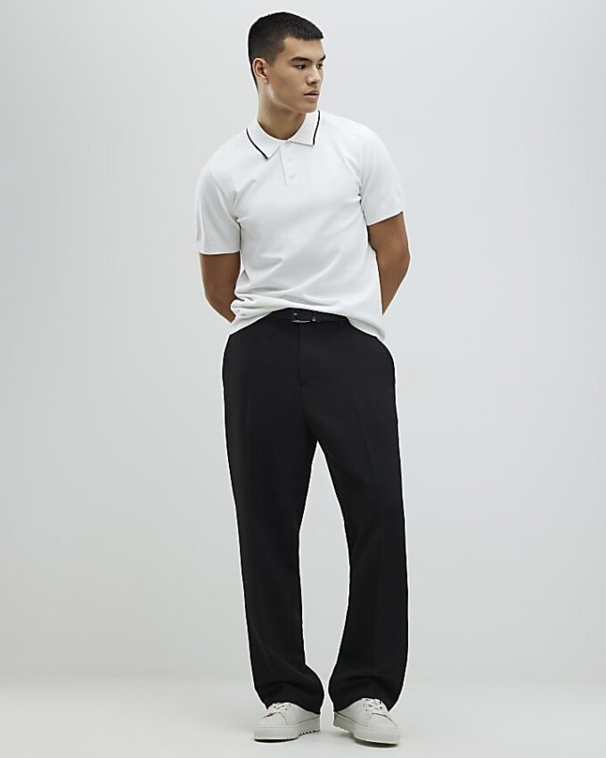 Vit slim fit-polotröja Vit slim fit-polotröja